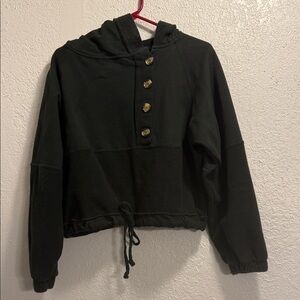 Dark Green Button-Up Hoodie